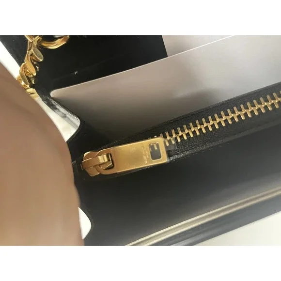 NEW SAINT LAURENT PATENT LEATHER GOLD CHAIN WALLET BAG PURSE BOX! - Picture 13 of 16